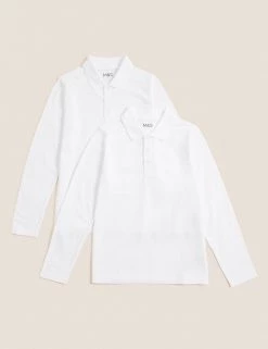 M&S Collection School 2pk Unisex Pure Cotton Polo Shirts (2-18 Yrs)