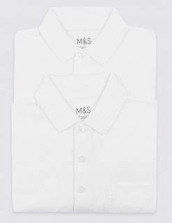 M&S Collection Polo-shirts 2pk Unisex Easy Dressing School Polo Shirts -School Uniform Sales Store SD 04 T76 2081 Z0 X EC 7