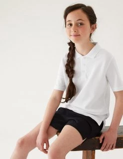 M&S Collection Polo-shirts 2pk Unisex Easy Dressing School Polo Shirts (3-18 Yrs) -School Uniform Sales Store SD 04 T76 2084 Z0 X EC 1