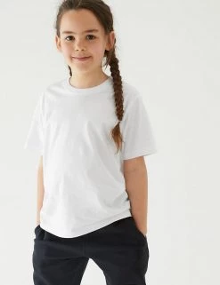 M&S Collection 2pk Unisex Pure Cotton School T-Shirts (2-16 Yrs) -School Uniform Sales Store SD 04 T76 2206 Z0 X EC 2