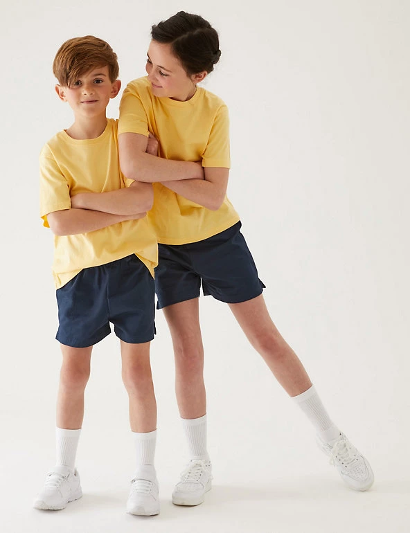 M&S Collection 2pk Unisex Pure Cotton School Shorts (2-16 Yrs) 3 M&S Collection 2pk Unisex Pure Cotton School Shorts (2-16 Yrs)