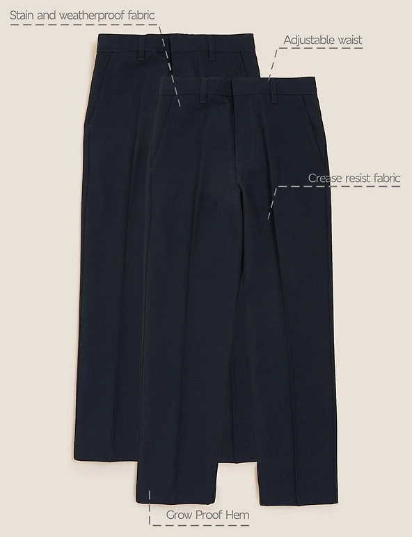 M&S Collection 2pk Boys' Regular Leg School Trousers (2-18 Yrs) 26 M&S Collection 2pk Boys' Regular Leg School Trousers (2-18 Yrs) - Image 24
