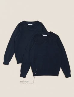 M&S Collection Jumpers 2pk Unisex Pure Cotton School Jumper (3-18 Yrs) 75 M&S Collection Jumpers 2pk Unisex Pure Cotton School Jumper (3-18 Yrs) -School Uniform Sales Store SD 04 T76 3919 F0 X EC 90