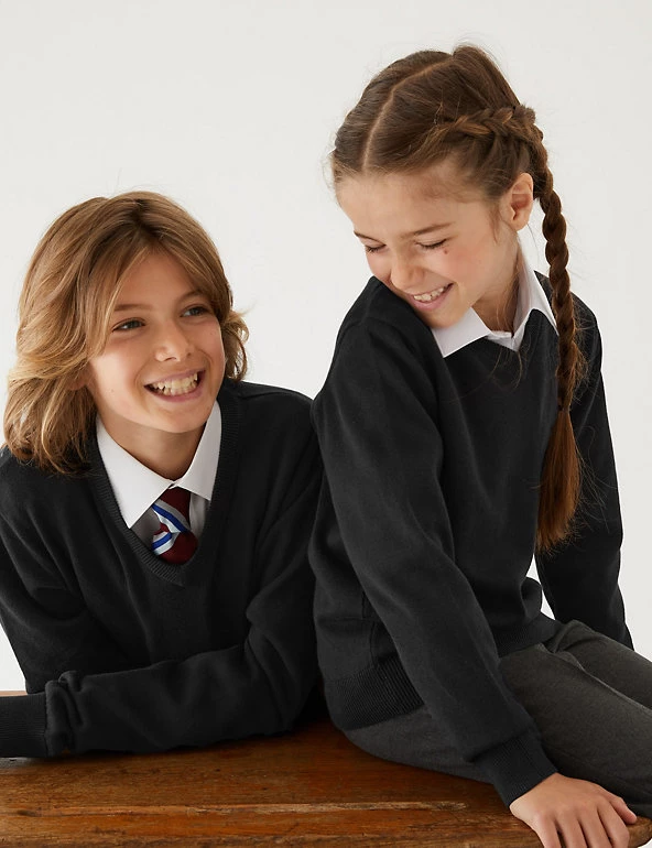 M&S Collection Jumpers 2pk Unisex Pure Cotton School Jumper (3-18 Yrs) 3 M&S Collection Jumpers 2pk Unisex Pure Cotton School Jumper (3-18 Yrs)