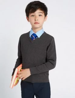 M&S Collection Jumpers Unisex Cotton Rich School Jumper (3-16 Yrs) -School Uniform Sales Store SD 04 T76 3920 T0 X EC 1