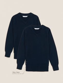 M&S Collection 2pk Unisex Slim Fit Cotton School Jumpers (3-18 Yrs) 17 M&S Collection 2pk Unisex Slim Fit Cotton School Jumpers (3-18 Yrs) -School Uniform Sales Store SD 04 T76 3921 F0 X EC 90