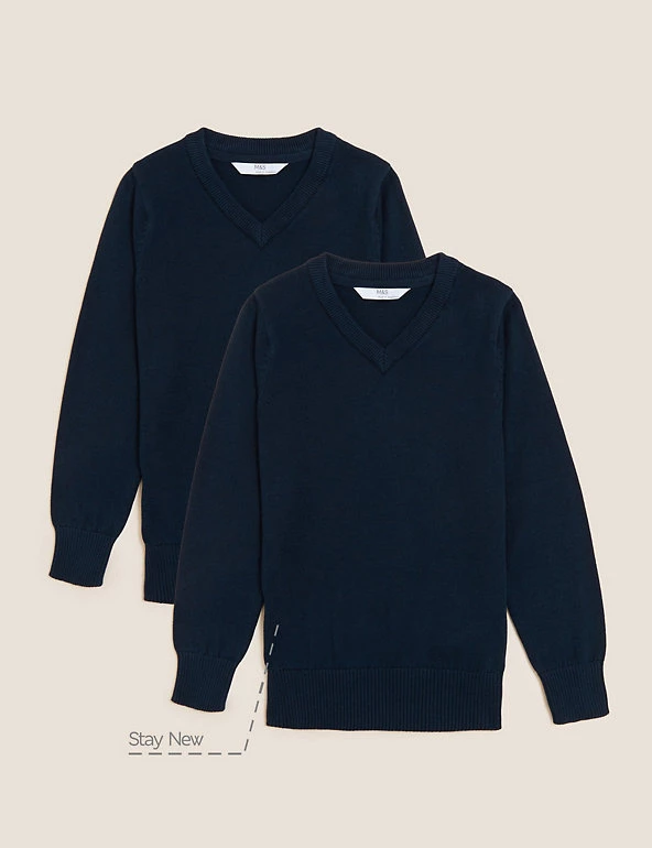 M&S Collection 2pk Unisex Slim Fit Cotton School Jumpers (3-18 Yrs) 8 M&S Collection 2pk Unisex Slim Fit Cotton School Jumpers (3-18 Yrs) - Image 7