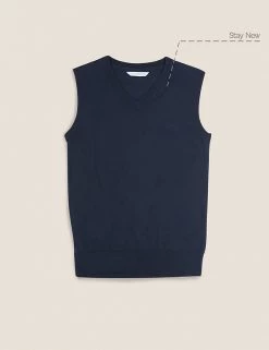 M&S Collection Jumpers Unisex Pure Cotton School Tank Top (2-18 Yrs) -School Uniform Sales Store SD 04 T76 3922 F0 X EC 90