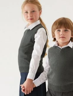 M&S Collection Jumpers Unisex Pure Cotton School Tank Top (2-18 Yrs)