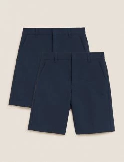 M&S Collection School 2pk Boys' Regular Leg Shorts (2-14 Yrs) -School Uniform Sales Store SD 04 T76 4918 F4 X EC 90