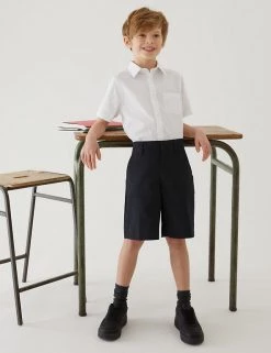 M&S Collection School 2pk Boys' Regular Leg Shorts (2-14 Yrs) -School Uniform Sales Store SD 04 T76 4918 PK X EC 0