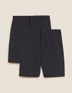 M&S Collection School 2pk Boys' Regular Leg Shorts (2-14 Yrs) -School Uniform Sales Store SD 04 T76 4918 PK X EC 90