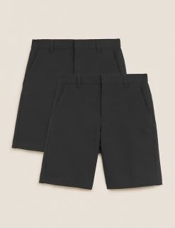 M&S Collection School 2pk Boys' Regular Leg Shorts (2-14 Yrs) -School Uniform Sales Store SD 04 T76 4918 Y0 X EC 90
