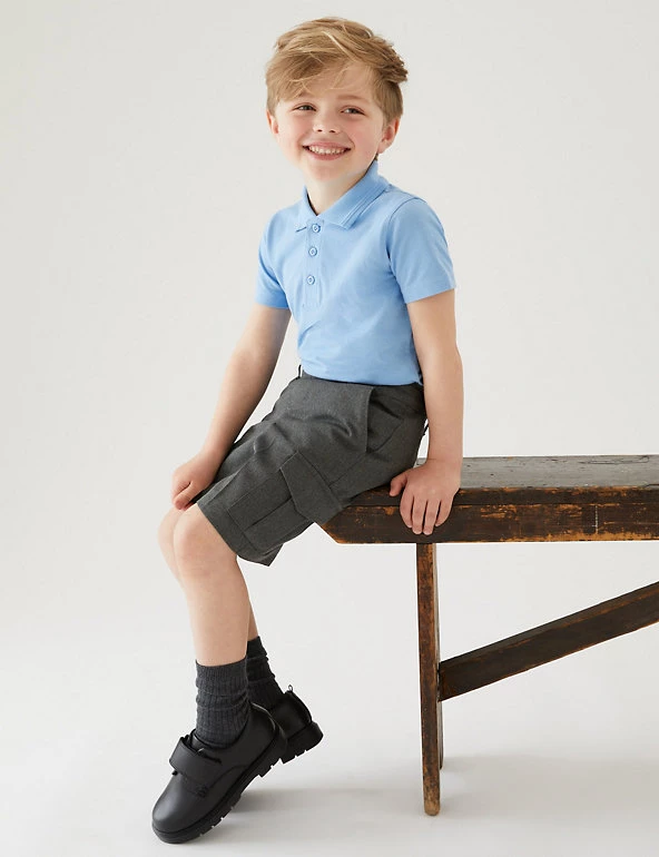 M&S Collection 2pk Boys' Regular Leg Cargo School Shorts (2-14 Yrs) 3 M&S Collection 2pk Boys' Regular Leg Cargo School Shorts (2-14 Yrs)