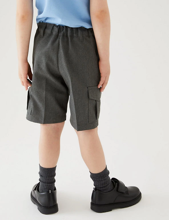M&S Collection 2pk Boys' Regular Leg Cargo School Shorts (2-14 Yrs) 6 M&S Collection 2pk Boys' Regular Leg Cargo School Shorts (2-14 Yrs) - Image 4