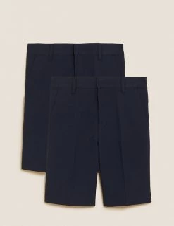 M&S Collection School 2pk Boys' Slim Leg Shorts (2-14 Yrs) -School Uniform Sales Store SD 04 T76 4964 F0 X EC 90