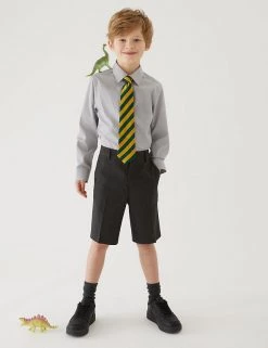 M&S Collection School 2pk Boys' Slim Leg Shorts (2-14 Yrs) -School Uniform Sales Store SD 04 T76 4964 VP X EC 0