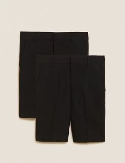 M&S Collection School 2pk Boys' Slim Leg Shorts (2-14 Yrs) -School Uniform Sales Store SD 04 T76 4964 Y0 X EC 90
