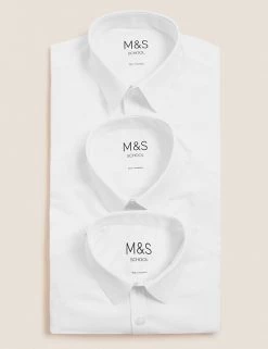 M&S Collection 3pk Boys' Slim Fit Easy Iron School Shirts (2-16 Yrs) -School Uniform Sales Store SD 04 T76 5718 Z0 X EC 7