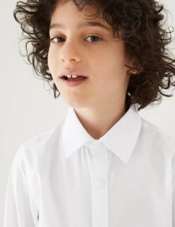 M&S Collection 3pk Boys' Longer Length Easy Iron School Shirts (4-18 Yrs) 11 M&S Collection 3pk Boys' Longer Length Easy Iron School Shirts (4-18 Yrs) -School Uniform Sales Store SD 04 T76 5719L Z0 X EC 1
