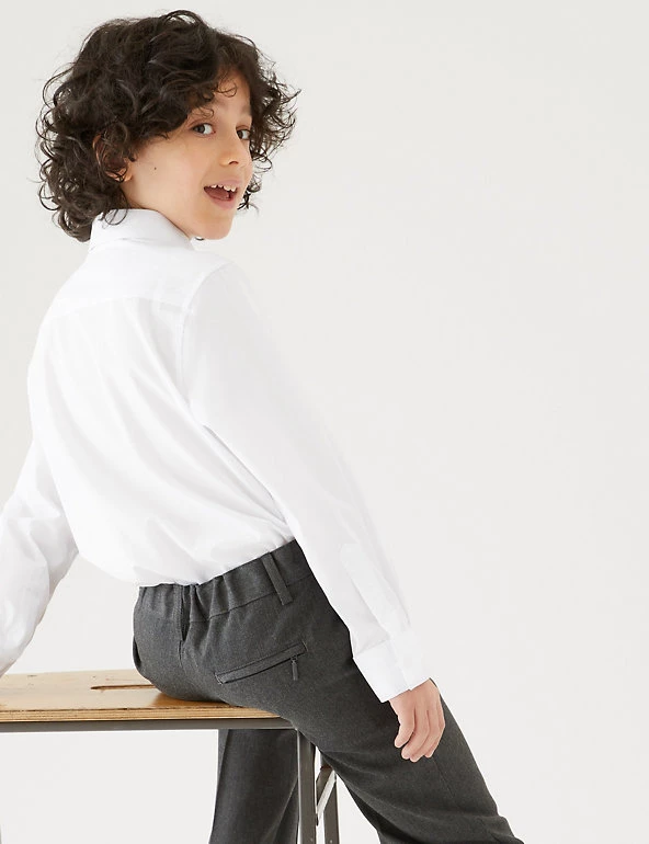 M&S Collection 3pk Boys' Longer Length Easy Iron School Shirts (4-18 Yrs) 6 M&S Collection 3pk Boys' Longer Length Easy Iron School Shirts (4-18 Yrs) - Image 4