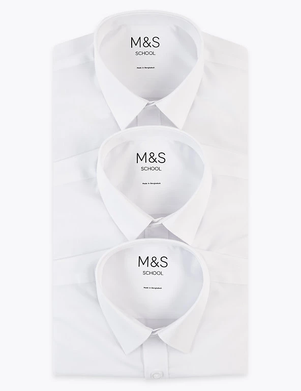 M&S Collection 3pk Boys' Longer Length Easy Iron School Shirts (4-18 Yrs) 8 M&S Collection 3pk Boys' Longer Length Easy Iron School Shirts (4-18 Yrs) - Image 6
