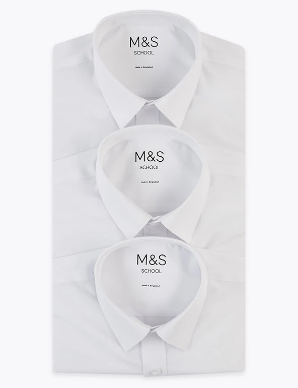 M&S Collection 3pk Boys' Longer Length Easy Iron School Shirts (4-18 Yrs) 9 M&S Collection 3pk Boys' Longer Length Easy Iron School Shirts (4-18 Yrs) - Image 7