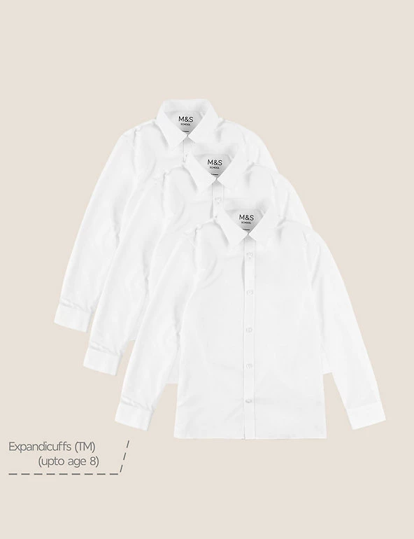 M&S Collection 3pk Boys' Longer Length Easy Iron School Shirts (4-18 Yrs) 4 M&S Collection 3pk Boys' Longer Length Easy Iron School Shirts (4-18 Yrs) - Image 2
