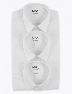 M&S Collection 3pk Boys' Plus Fit Easy Iron School Shirts (4-18 Yrs) -School Uniform Sales Store SD 04 T76 5719P Z0 X EC 9