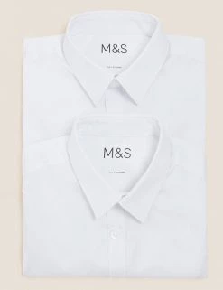 M&S Collection Boys' 2pk Skinny Fit Stretch School Shirts (2-16 Yrs) -School Uniform Sales Store SD 04 T76 5754 Z0 X EC 7