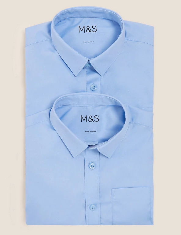 M&S Collection 2pk Boys' Non-Iron School Shirts (2-18 Yrs) 14 M&S Collection 2pk Boys' Non-Iron School Shirts (2-18 Yrs) - Image 12