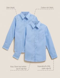 M&S Collection 2pk Boys' Slim Fit Non-Iron School Shirts (2-18 Yrs) -School Uniform Sales Store SD 04 T76 5769 E0 X EC 90