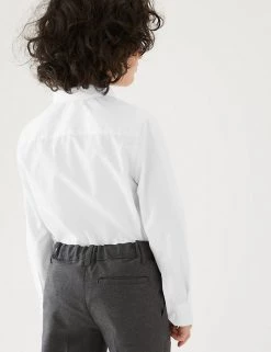 M&S Collection 2pk Boys' Slim Fit Non-Iron School Shirts (2-18 Yrs) -School Uniform Sales Store SD 04 T76 5769 Z0 X EC 2