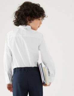 M&S Collection 2pk Boys' Cotton Slim Fit School Shirts (2-18 Yrs) -School Uniform Sales Store SD 04 T76 5778S Z0 X EC 2