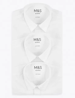 M&S Collection 3pk Boys' Longer Length Easy Iron School Shirts (4-18 Yrs) -School Uniform Sales Store SD 04 T76 5812L Z0 X EC 9