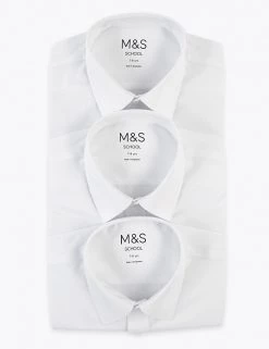M&S Collection 3pk Boys' Plus Fit Easy Iron School Shirts (4-18 Yrs) -School Uniform Sales Store SD 04 T76 5812P Z0 X EC 9