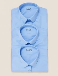 M&S Collection 3pk Boys' Easy Iron School Shirts (2-16 Yrs) -School Uniform Sales Store SD 04 T76 5812 E0 X EC 7