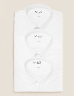 M&S Collection 3pk Boys' Easy Iron School Shirts (2-16 Yrs) -School Uniform Sales Store SD 04 T76 5812 Z0 X EC 7