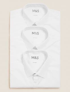 M&S Collection 3pk Boys' Slim Easy Iron School Shirts (2-16 Yrs) -School Uniform Sales Store SD 04 T76 5813 Z0 X EC 7