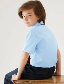 M&S Collection 2pk Boys' Non-Iron School Shirts (2-18 Yrs) -School Uniform Sales Store SD 04 T76 5871 E0 X EC 2