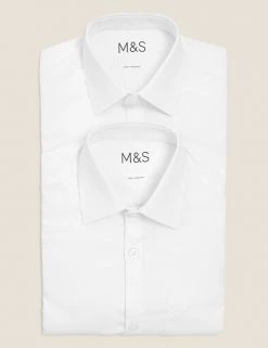M&S Collection 2pk Boys' Non-Iron School Shirts (2-18 Yrs) -School Uniform Sales Store SD 04 T76 5871 Z0 X EC 7