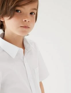 M&S Collection 2pk Boys' Cotton Slim Fit School Shirts (2-18 Yrs) -School Uniform Sales Store SD 04 T76 5889S Z0 X EC 1