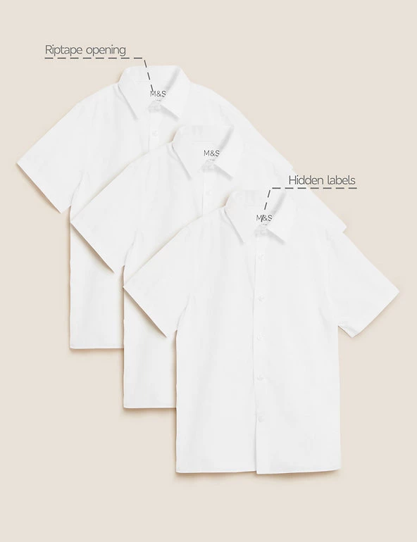 M&S Collection 3pk Boys' Easy Dressing Easy Iron School Shirts (3-18 Yrs) 4 M&S Collection 3pk Boys' Easy Dressing Easy Iron School Shirts (3-18 Yrs) - Image 2