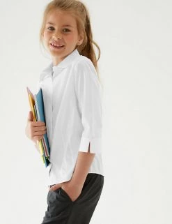 M&S Collection 2pk Girls' 3/4 Sleeve Easy Iron School Shirts (2-16 Yrs) -School Uniform Sales Store SD 04 T76 5924 Z0 X EC 0