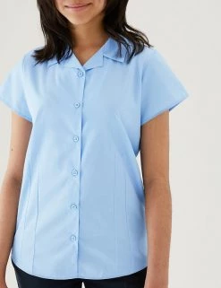 M&S Collection 2pk Girls' Easy Iron School Shirts (2-16 Yrs) -School Uniform Sales Store SD 04 T76 5931 E0 X EC 1