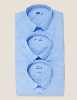 M&S Collection 3pk Girls' Easy Iron School Shirts (2-16 Yrs) -School Uniform Sales Store SD 04 T76 5946 E0 X EC 7