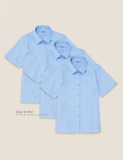 M&S Collection 3pk Girls' Easy Iron School Shirts (2-16 Yrs) -School Uniform Sales Store SD 04 T76 5946 E0 X EC 90