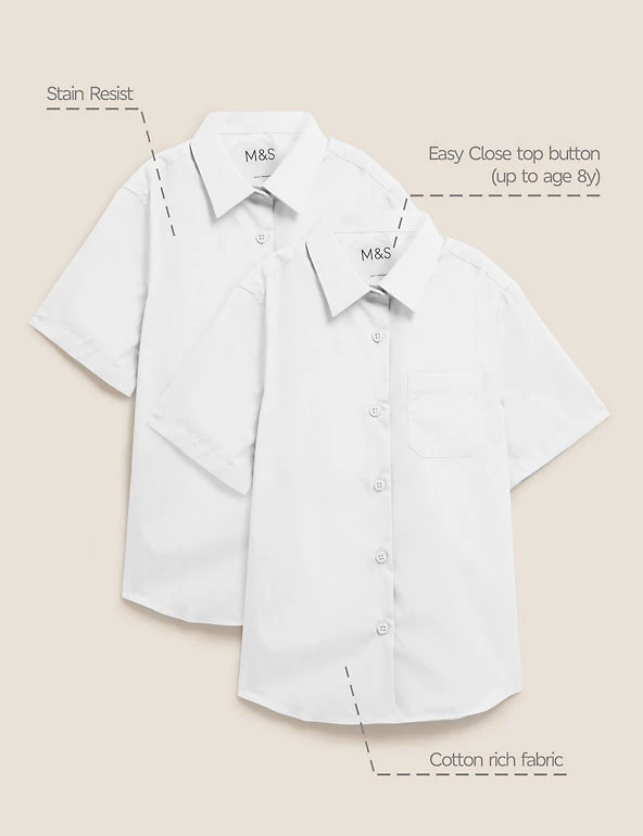 M&S Collection 2pk Girls' Non-Iron School Shirts (2-18 Yrs) 4 M&S Collection 2pk Girls' Non-Iron School Shirts (2-18 Yrs) - Image 2