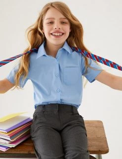 M&S Collection 2pk Girls' Slim Fit Non-Iron School Shirts (2-18 Yrs) -School Uniform Sales Store SD 04 T76 5984 E0 X EC 0