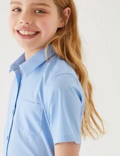 M&S Collection 2pk Girls' Slim Fit Non-Iron School Shirts (2-18 Yrs) -School Uniform Sales Store SD 04 T76 5984 E0 X EC 1